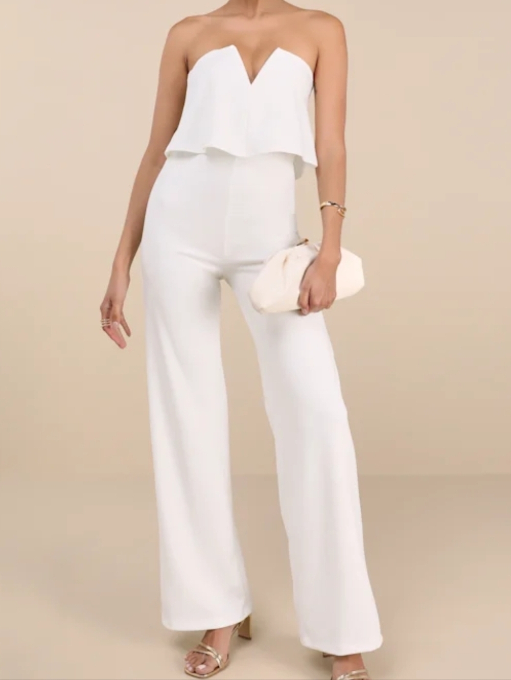 Lulus Power of Love White Strapless Jumpsuit - Size MED - NWT Bridal Rehearsal - Picture 5 of 12